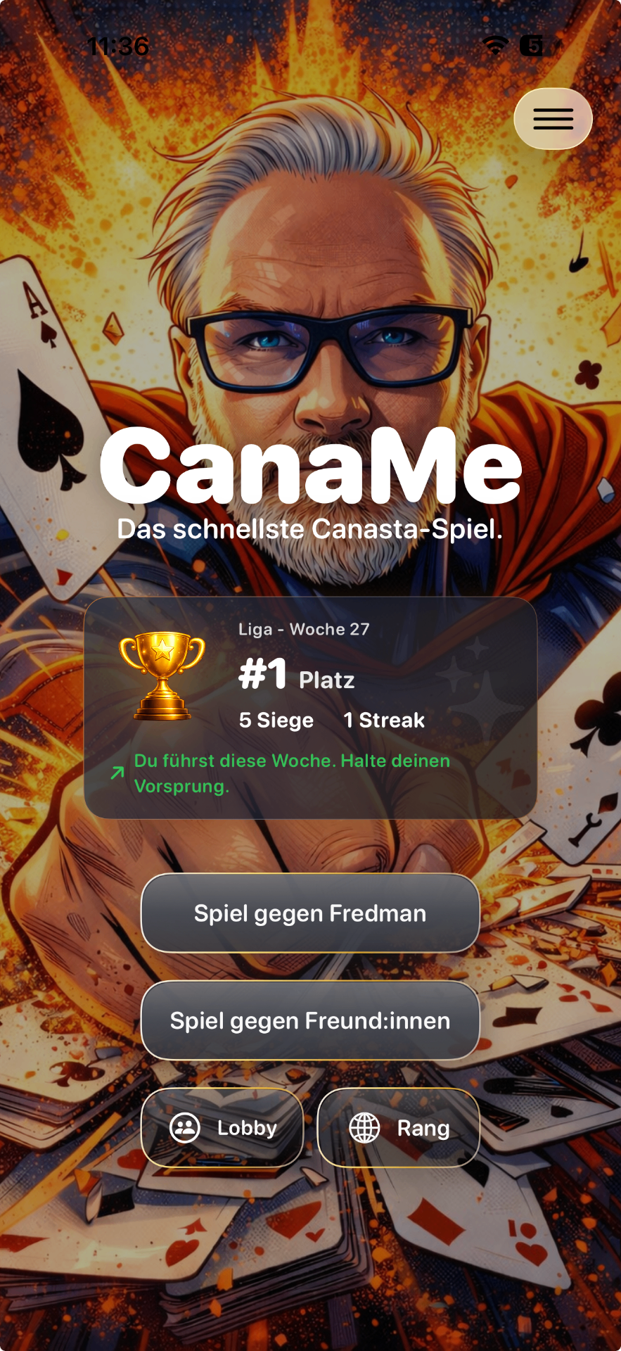 CanaMe – Startbildschirm